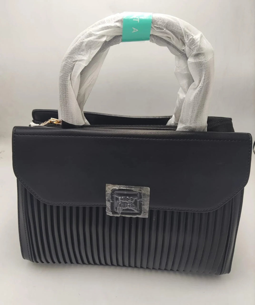 Textured Wave Flap Handbag