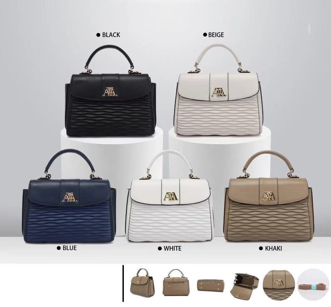 Textured Wave Flap Handbag
