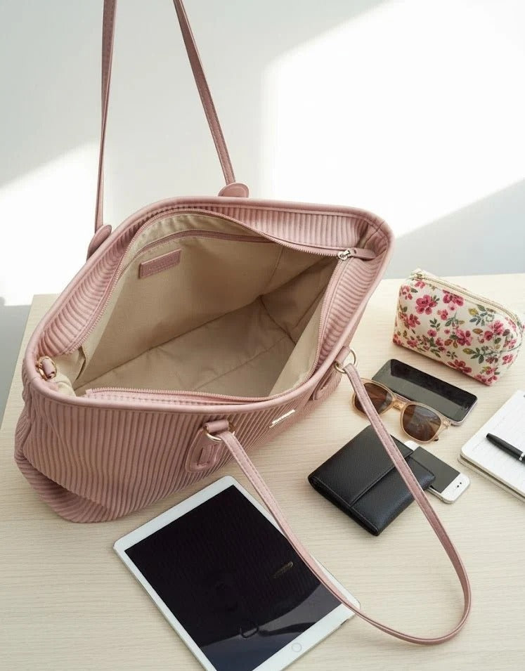 Vertical Ribbed Tote Bag