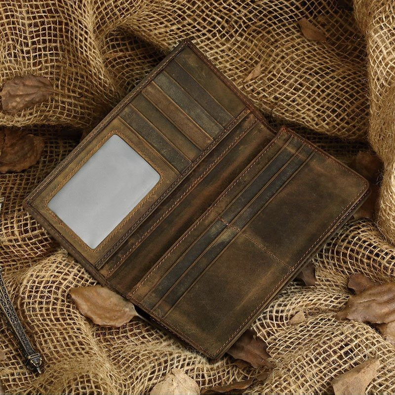 Men's Handmade Sheepskin Retro Long Wallet